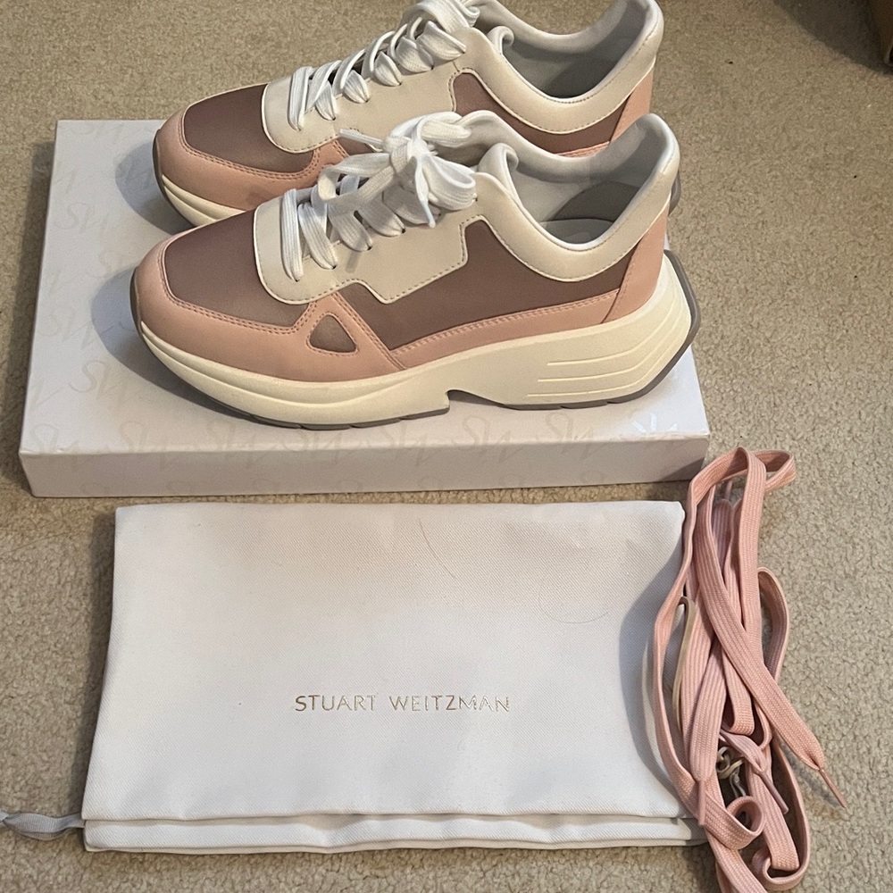 Stuart Weitzman Pink and White Women's Sneakers